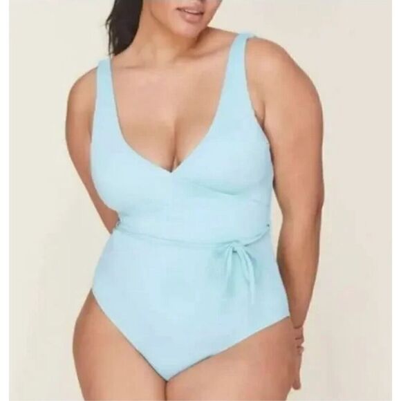 NWT Andie Swim The Belmar One Piece Swimsuit In Cabana Blue Size Medium - Picture 1 of 5